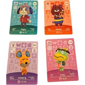 Lot 4 Pieces Nintendo Animal Crossing Amiibo Cards Collectible Cards